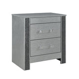 Lorenzo - Nightstand With Hidden Compartment And Handles - Silver - Furniture Home Direct