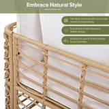 7 Piece Outdoor Patio All-Weather Rattan Sectional Sofa Set With Thick Cushions And Pillows - Beige - Furniture Home Direct