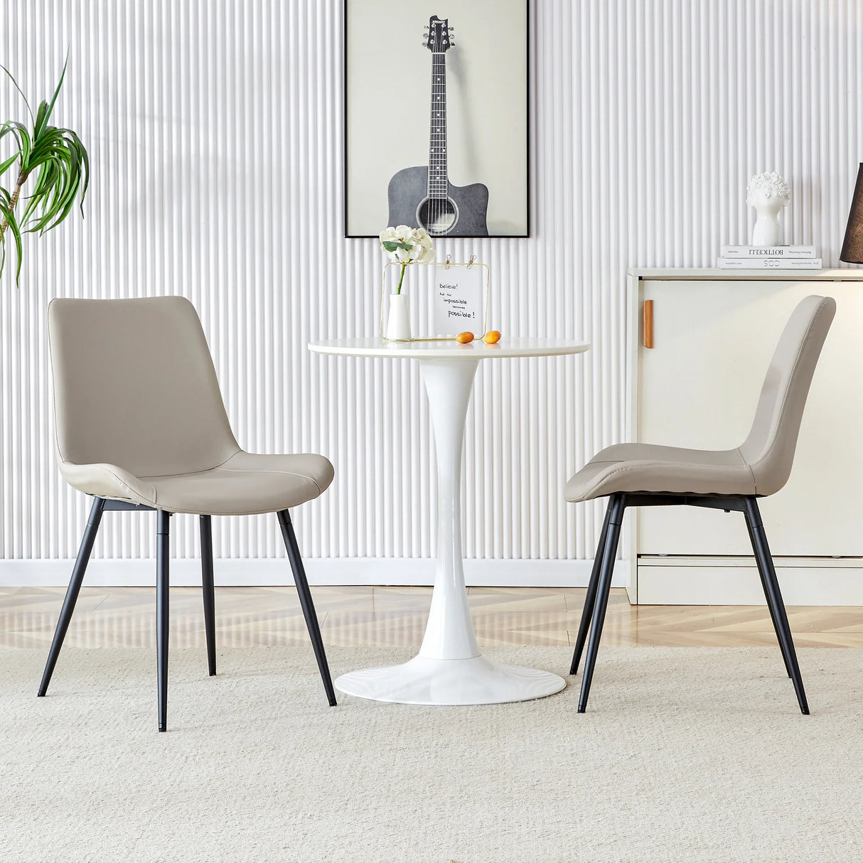 Dining Chairs Faux Leather Set Of 6 Modern Light Gray - Furniture Home Direct