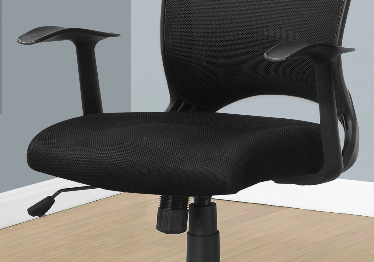 Office Chair, Adjustable Height, Swivel, Ergonomic, Armrests, Mesh - Black - Furniture Home Direct