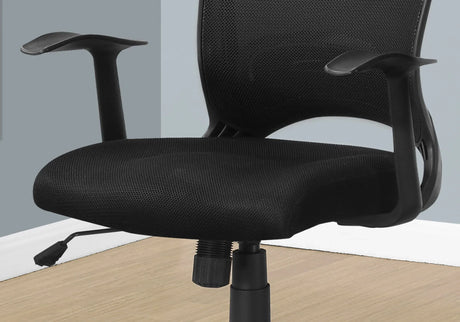 Office Chair, Adjustable Height, Swivel, Ergonomic, Armrests, Mesh - Black - Furniture Home Direct
