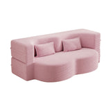 Modern Floor Sofa, With 2 Pillows, Convertible Teddy Fabric Foam Filled Bed - Furniture Home Direct