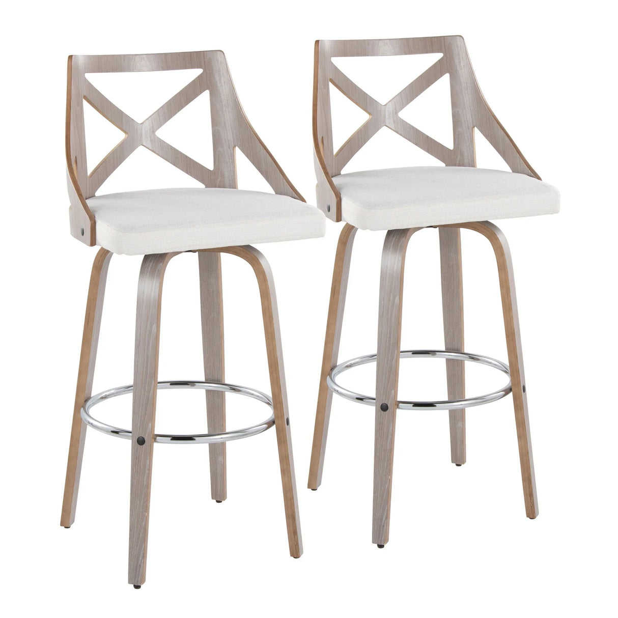 Charlotte - Farmhouse Fixed Height Bar Stool With Round Footrest (Set of 2) - Furniture Home Direct