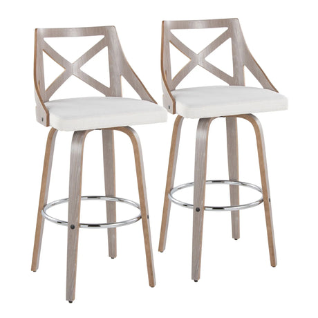Charlotte - Farmhouse Fixed Height Bar Stool With Round Footrest (Set of 2) - Furniture Home Direct