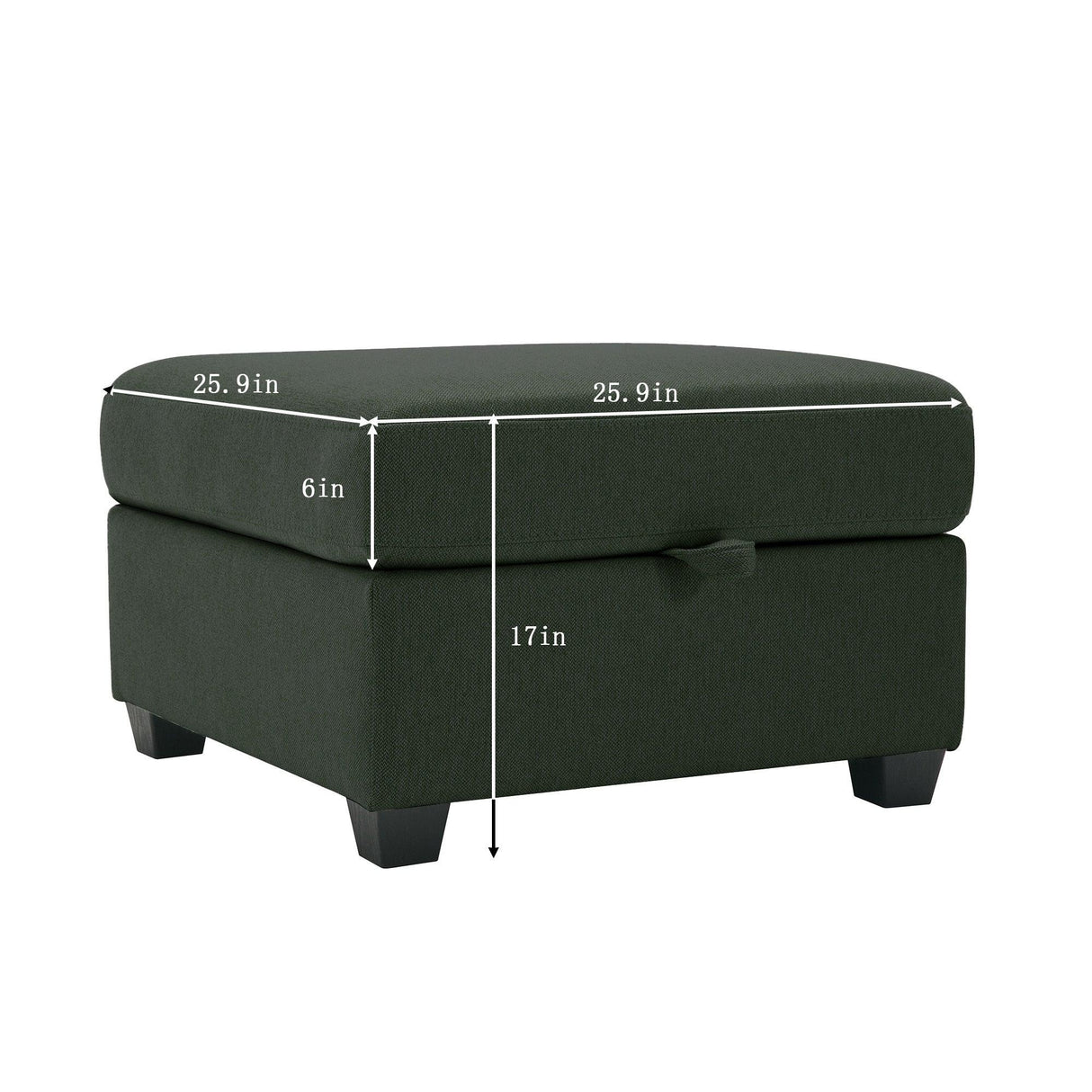 3 Piece Living Room Set With Storage including Sofa, Love Seat and Chair - Green - Furniture Home Direct