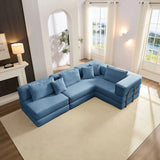 Modular L Shaped Floor Living Room Sofa Set With 6 Pillows - Furniture Home Direct