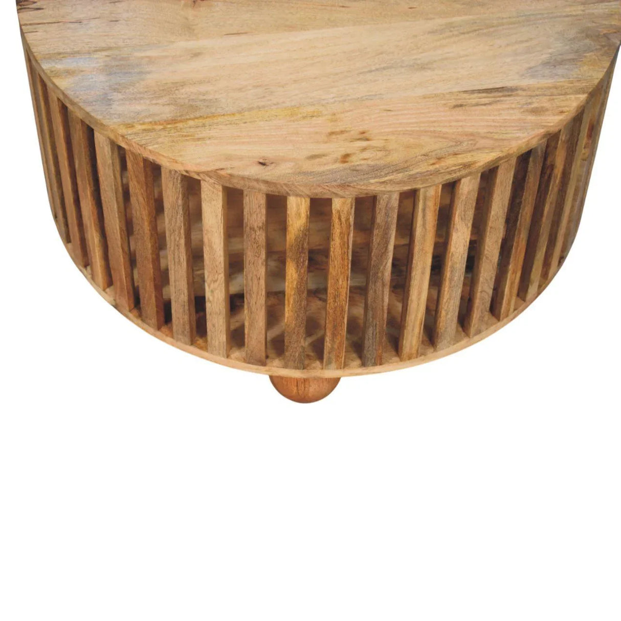 Slatted Round Coffee Table - Beige - Furniture Home Direct