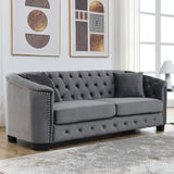 Living Room Set with 2 Sofas - Velvet Grey - Furniture Home Direct