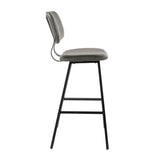 Foundry - Contemporary Barstool Zig Zag Stitching (Set of 2) - Black / Gray - Furniture Home Direct