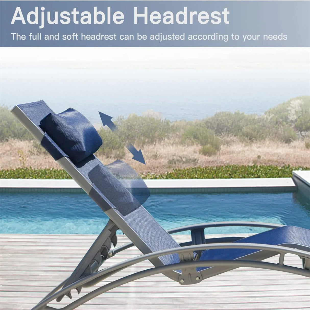 Outdoor Chaise Lounges Sturdy Aluminum Frame Rustproof Blue - Furniture Home Direct