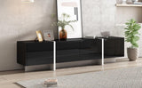 TV Stand High Gloss Console 74 Inch Length Modern Black - Furniture Home Direct