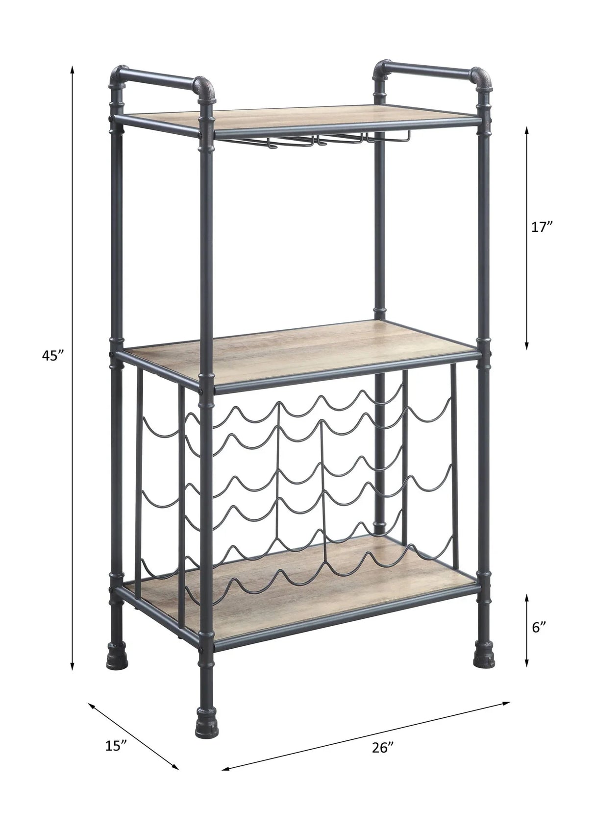 Brantley - Wine Rack - Gray / Oak - Furniture Home Direct