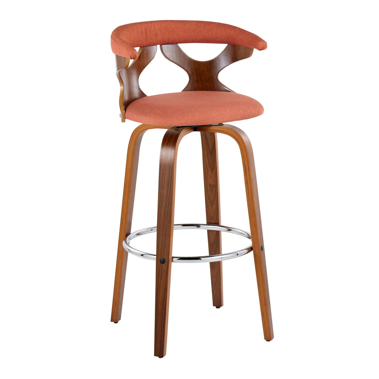 Gardenia - Mid Century Modern Fixed Height Barstool With Swivel With Round Footrest (Set of 2) - Furniture Home Direct