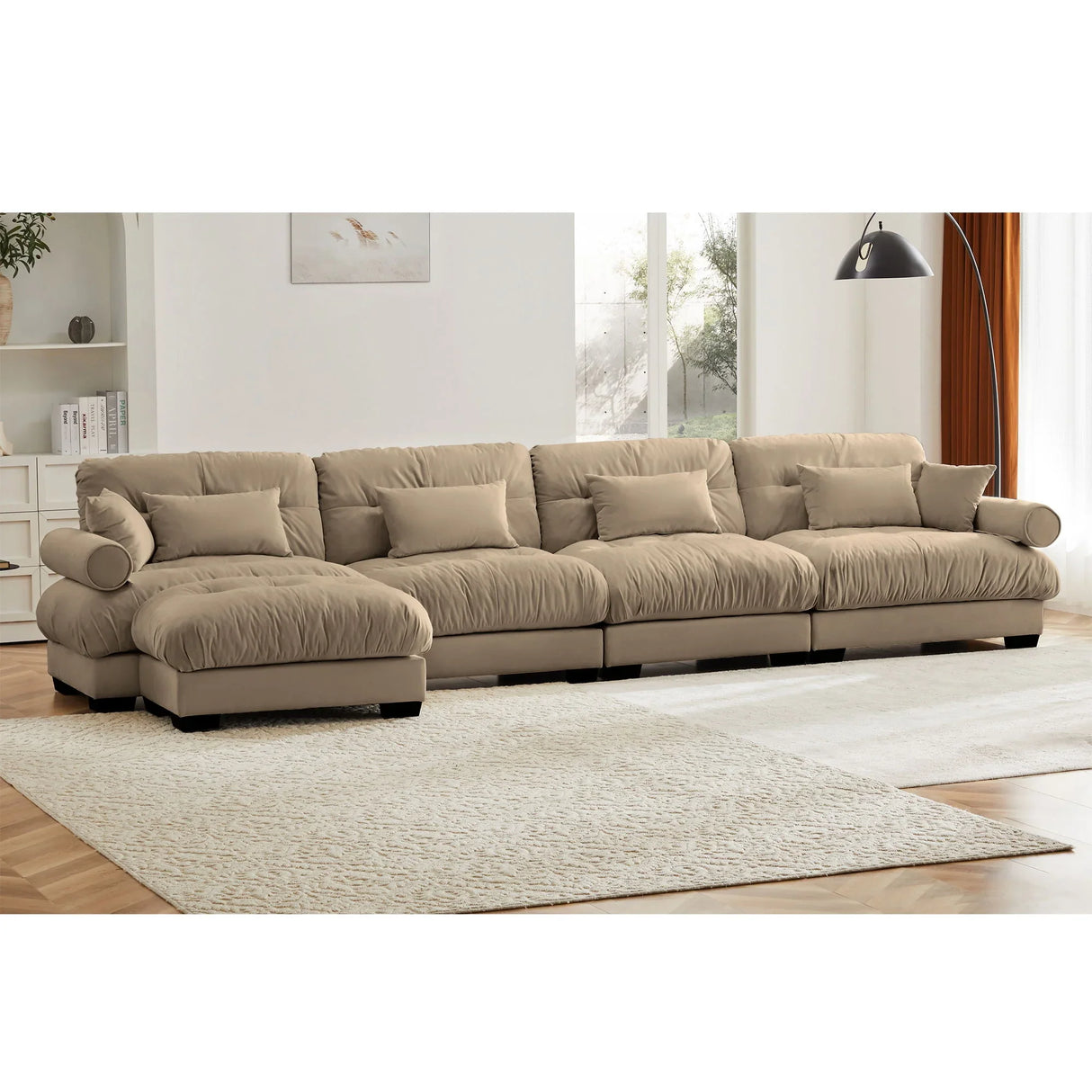 Super Comfort Oversized Modular Sectional Sofa With Movable Ottoman - Furniture Home Direct