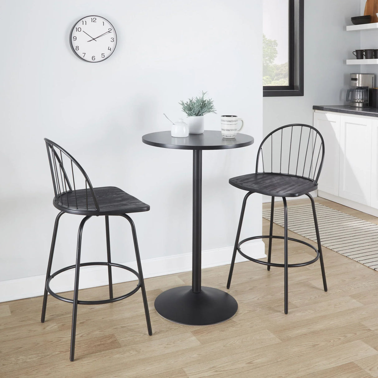Riley - Claire Farmhouse Fixed Height Counter Stool With Swivel With Round Footrest (Set of 2) - Furniture Home Direct