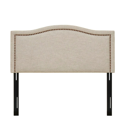 Elegant Panel Headboard With Copper Nailheads And Adjustable Metal Legs - Furniture Home Direct