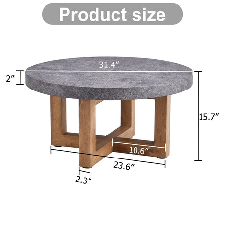 Modern Retro Texture Round Coffee Table With Crossed Legs - Gray - Furniture Home Direct