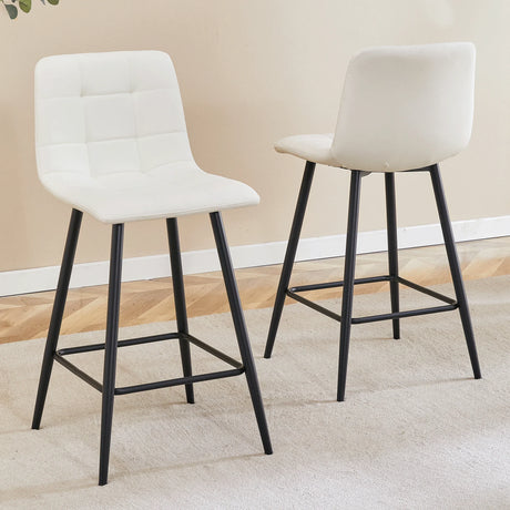Counter Height Bar Stools Upholstered PU Leather White - Furniture Home Direct