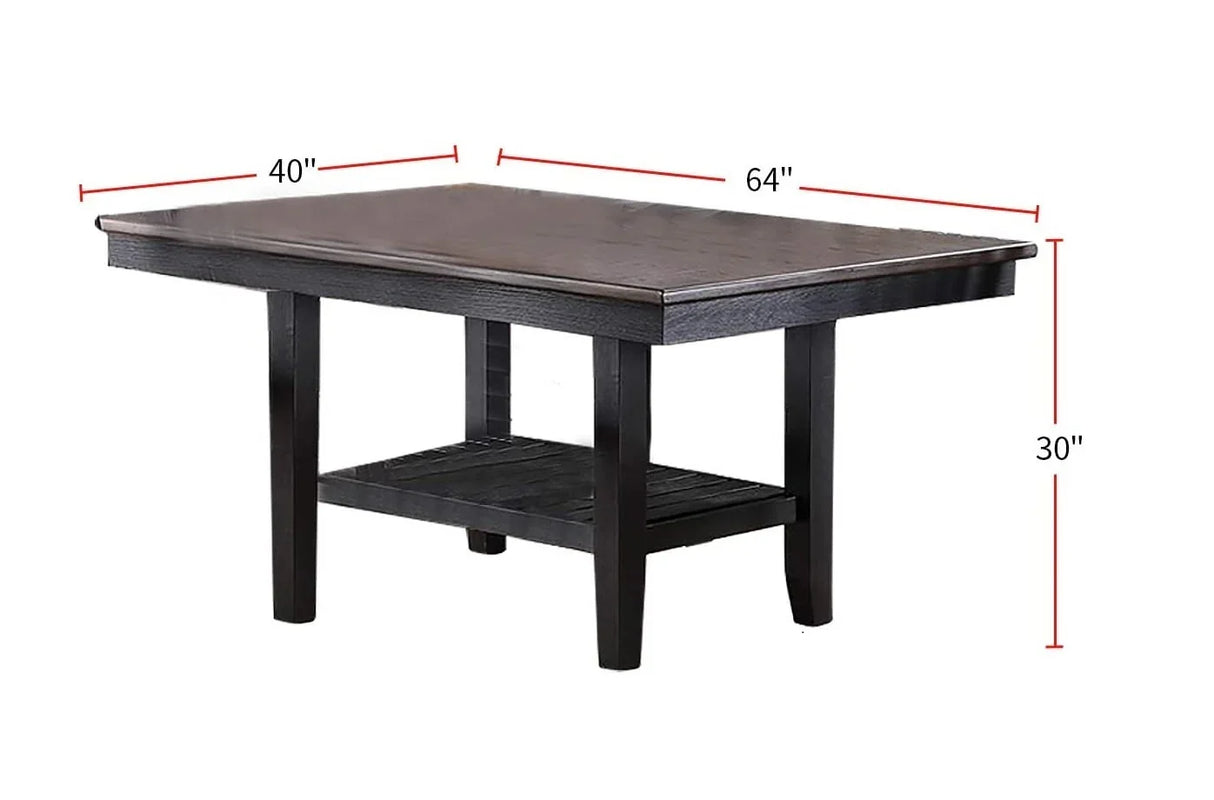 Dining Set Transitional Table With Shelf 6 Chairs Coffee - Furniture Home Direct