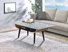 Landon - Coffee Table With Glass Marble Texture Top And Bent Wood Design - Furniture Home Direct
