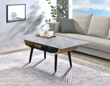 Landon - Coffee Table With Glass Marble Texture Top And Bent Wood Design - Furniture Home Direct