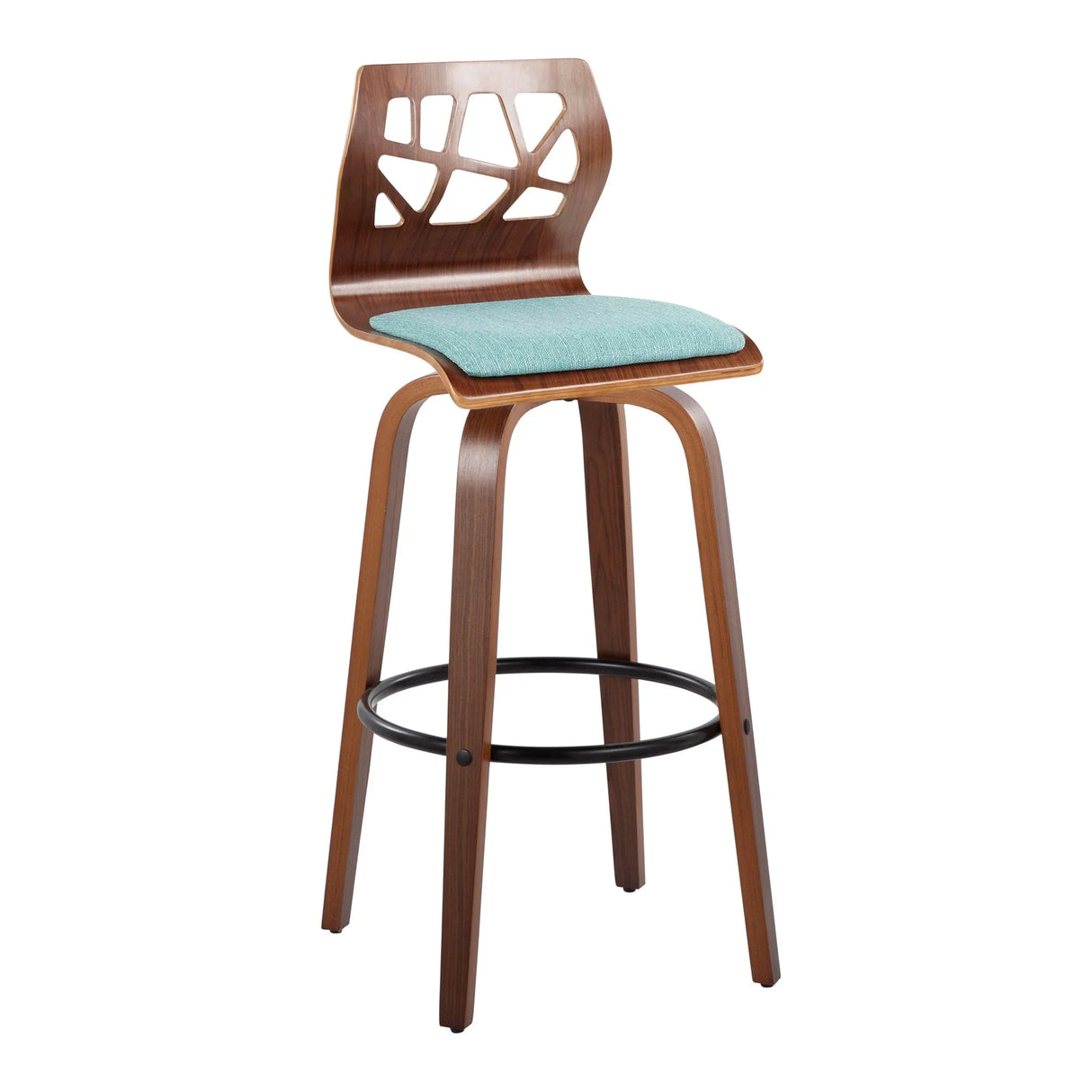 Folia - Mid Century Modern Fixed Height Barstool With Swivel With Round Footrest (Set of 2) - Furniture Home Direct