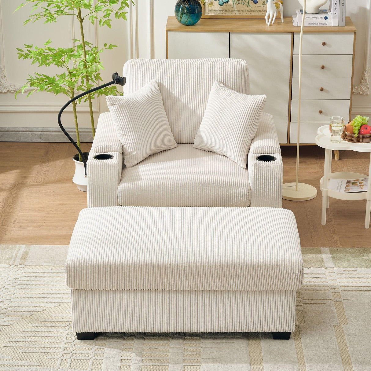 Oversized Chaise Lounge Chair With Ottoman And Storage - Furniture Home Direct