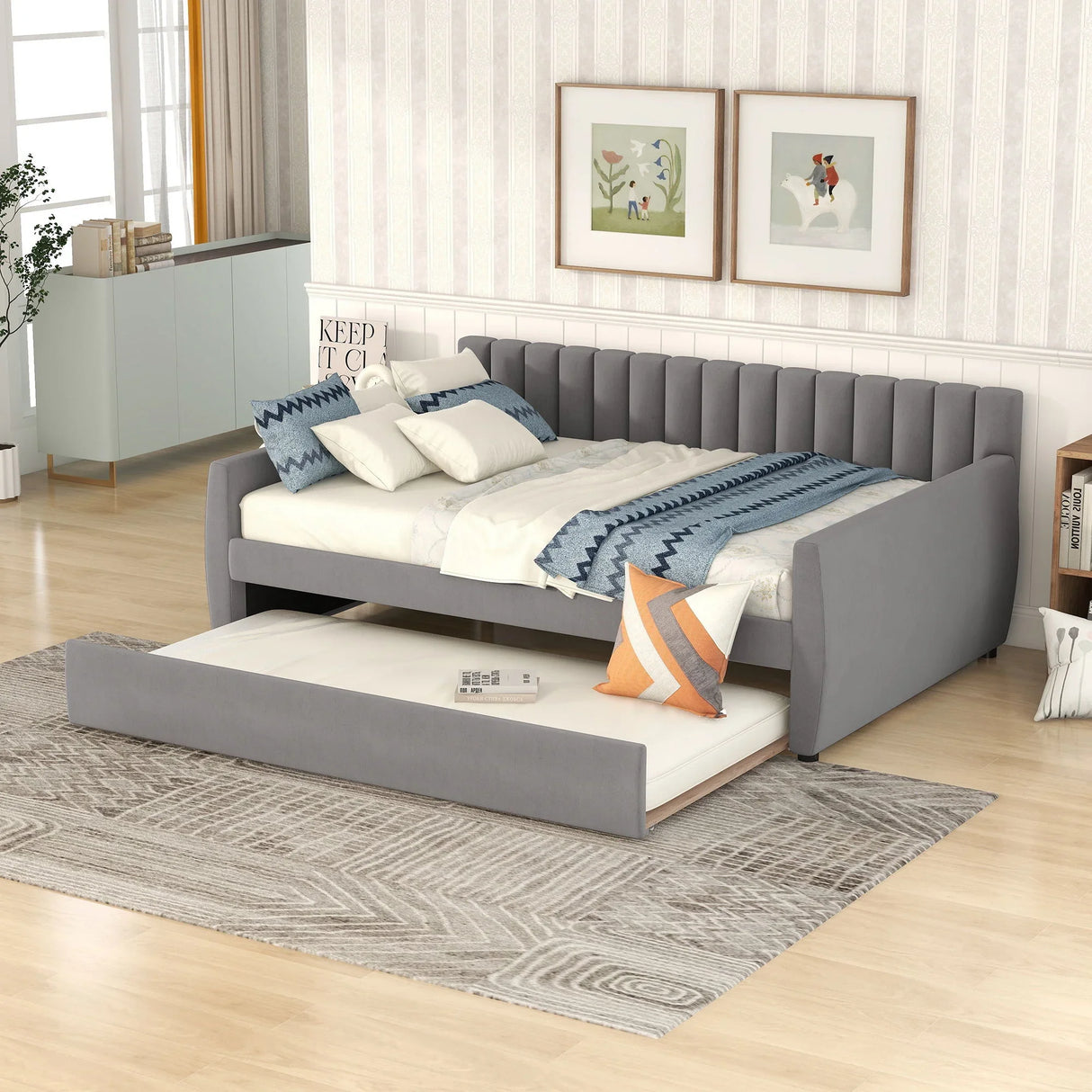 Upholstered Daybed With Slat Support - Furniture Home Direct