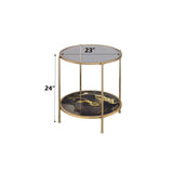 Fiorella - Marble Print Glass Table - Furniture Home Direct