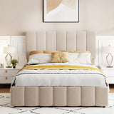 Elegant Upholstered Platform Bed With Hydraulic Storage System - Furniture Home Direct