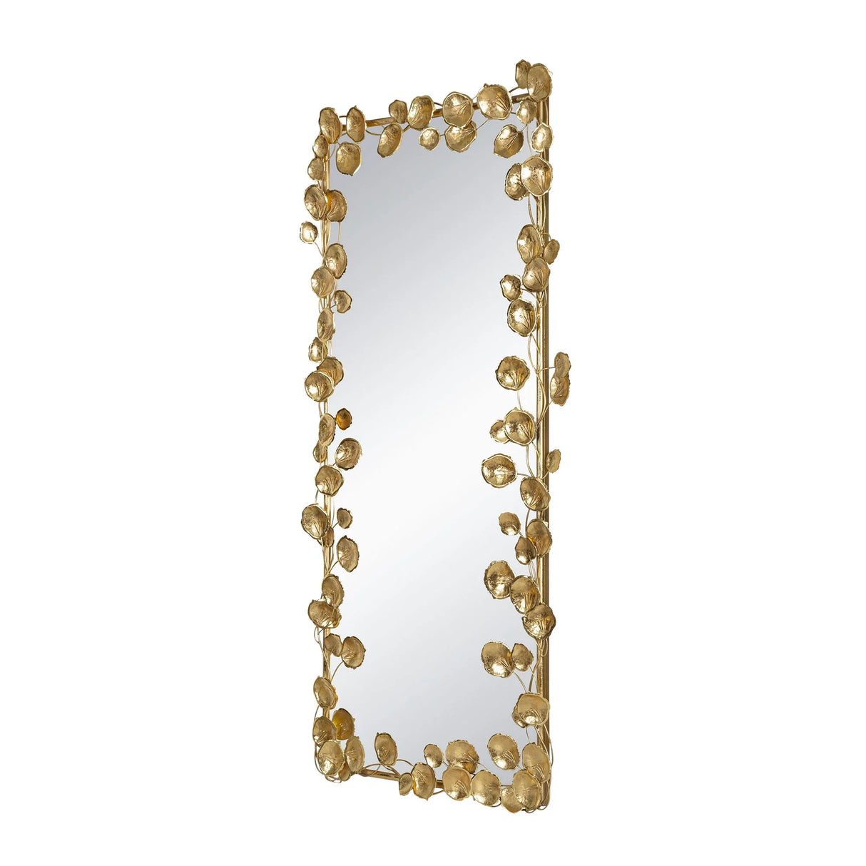 Full Length Mirror With en Leaf Accents, Floor Miiror For Living Room Bedroom - Gold - Furniture Home Direct