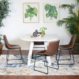 Round Dining Set with Leather Chairs Seats For Four White - Furniture Home Direct