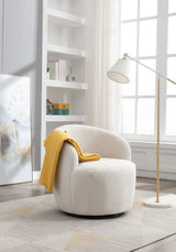 Teddy Fabric Swivel Accent Armchair Barrel Chair With Powder Coating Metal Ring - Furniture Home Direct