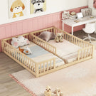 Double Floor Bed With Fence, Guardrails, Without Door - Furniture Home Direct