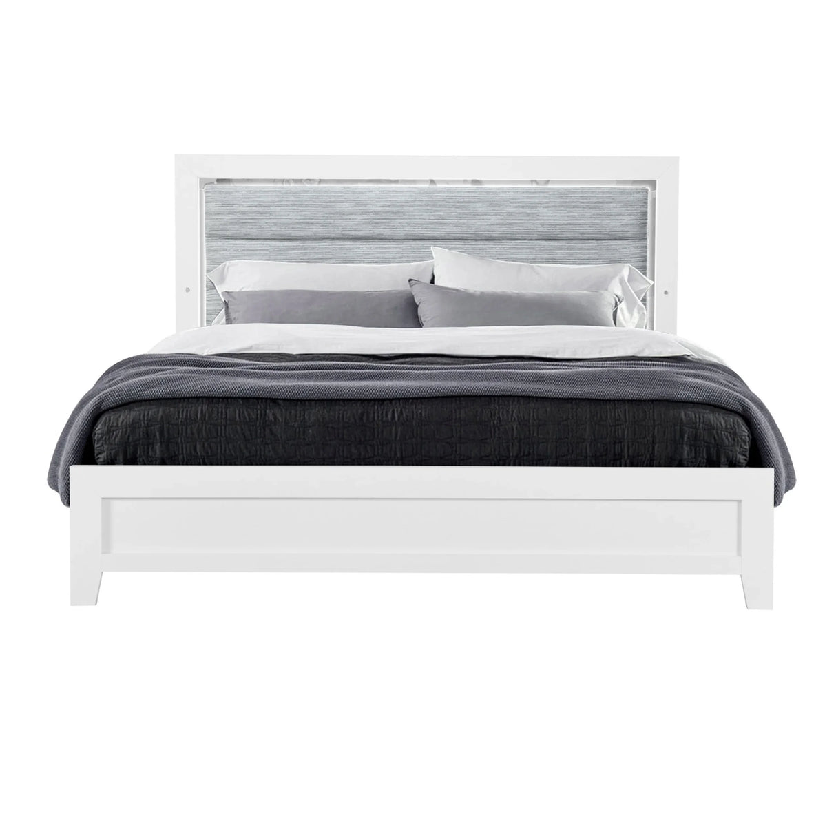Queen Bedroom Set 5 Piece Contemporary Rubber Wood White - Furniture Home Direct
