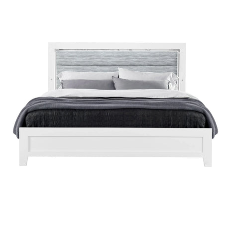 Queen Bedroom Set 5 Piece Contemporary Rubber Wood White - Furniture Home Direct