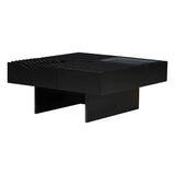Coffee Table Mid Century Modern Wood Slotted Surface Black - Furniture Home Direct