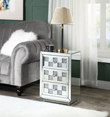 Noralie - Mirrored Faux Diamonds Accent Table - Silver - Furniture Home Direct
