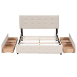 Upholstered Platform Bed With Classic Headboard And Drawers, No Box Spring Needed - Furniture Home Direct