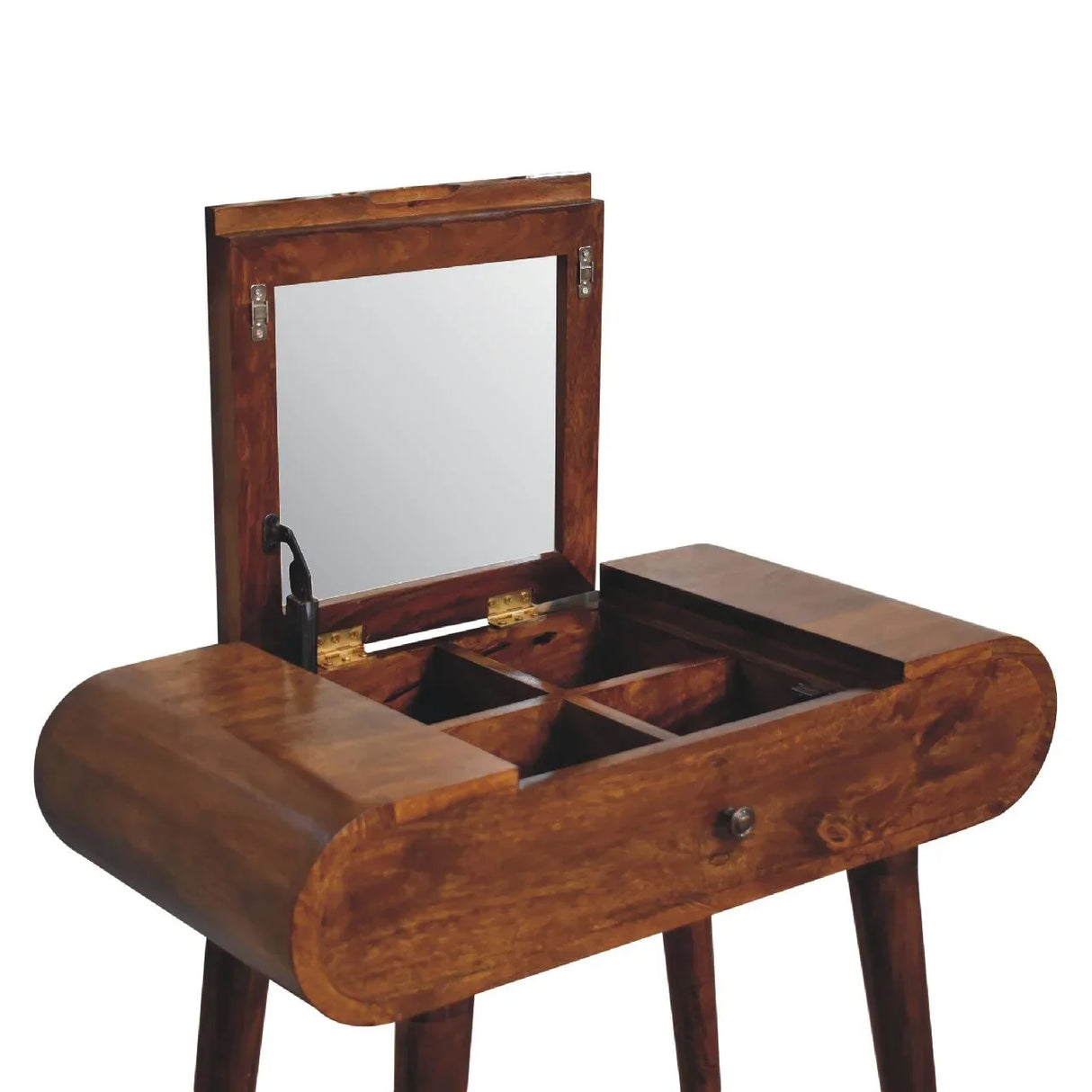 Mini Round Fold Vanity - Chestnut - Furniture Home Direct