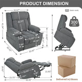 Power Lift Recliner Chair With Extended Footrest, Remote Control, Cup Holders, And Side Pockets - Furniture Home Direct
