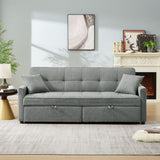 3 In 1 Convertible Sleeper Sofa Bed, Reclining Backrest, Pillows, Pockets - Furniture Home Direct
