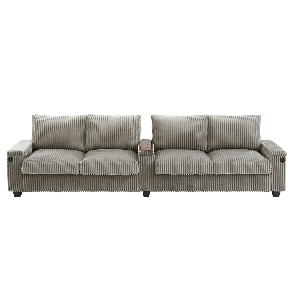 Modern 4 Seater Corduroy Sofa Couch With USB Ports And Hidden Storage - Furniture Home Direct