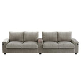 Modern 4 Seater Corduroy Sofa Couch With USB Ports And Hidden Storage - Furniture Home Direct