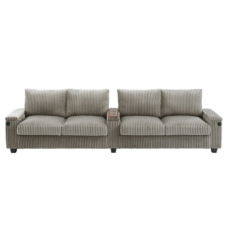 Modern 4 Seater Corduroy Sofa Couch With USB Ports And Hidden Storage - Furniture Home Direct