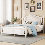 Pine Wooden Bed With Upholstered Headboard And Panel Footboard, With Two Bed Rail Support Feet And Central Platform Support Feet - Furniture Home Direct