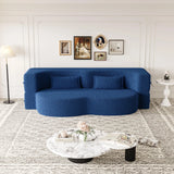 Modern Floor Sofa, With 2 Pillows, Convertible Teddy Fabric Foam Filled Bed - Furniture Home Direct