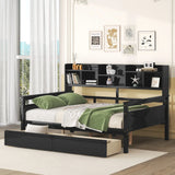 Daybed, Wood Slat Support, With Bedside Shelves And Two Drawers - Furniture Home Direct