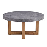 Modern Retro Texture Round Coffee Table With Crossed Legs - Gray - Furniture Home Direct