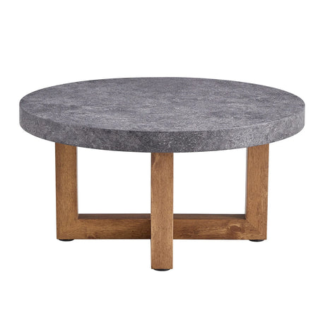 Modern Retro Texture Round Coffee Table With Crossed Legs - Gray - Furniture Home Direct